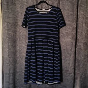 Black & mini blue stripe Amelia with pockets